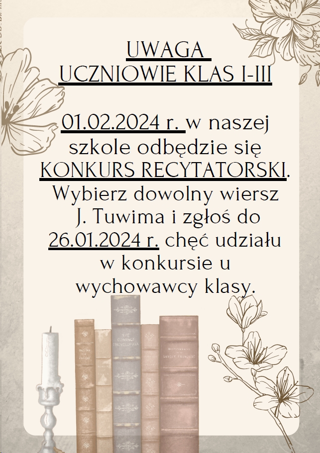 Konkurs recytatorski plakat